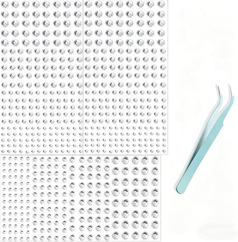 400Pcs Face Gems Hair Gems Sticker, Self-Adhesive Face Jewels Eye DIY Stick on, Hair Body Rhinestones Rave Accessories for Face Eyes Makeup Body, Crafts in Kuwait