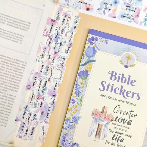 320 Pcs Bible Tabs with Christian Stickers - Laminated Large Print Book Index Tabs for Easy Navigation, Bible Study Supplies, Christian Gifts for Women in Saudi Arabia