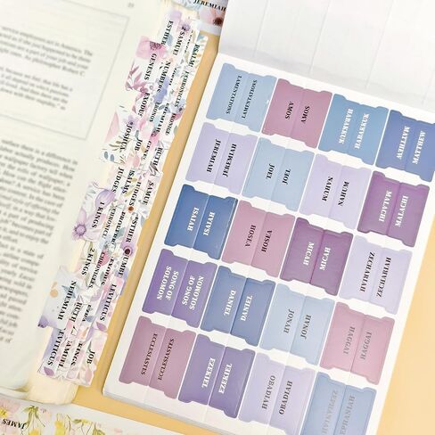 320 Pcs Bible Tabs with Christian Stickers - Laminated Large Print Book Index Tabs for Easy Navigation, Bible Study Supplies, Christian Gifts for Women in Saudi Arabia