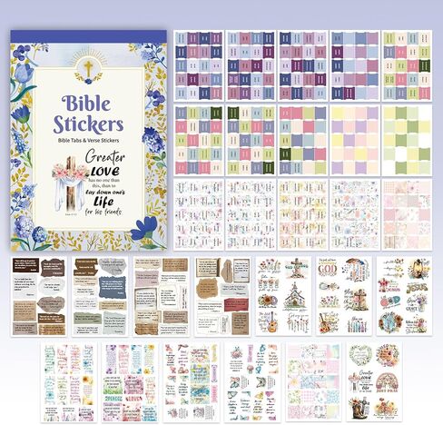 320 Pcs Bible Tabs with Christian Stickers - Laminated Large Print Book Index Tabs for Easy Navigation, Bible Study Supplies, Christian Gifts for Women in Saudi Arabia
