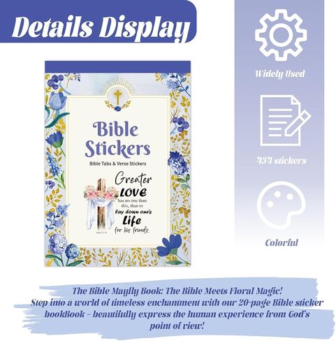 320 Pcs Bible Tabs with Christian Stickers - Laminated Large Print Book Index Tabs for Easy Navigation, Bible Study Supplies, Christian Gifts for Women in Saudi Arabia