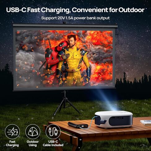 Mini Projector with WiFi and Bluetooth, 1080P/4K Supported Movie Projector with 5G WiFi 6, USB-C Fast Charging | Portable Projector for Bedroom, Small Projector Wide Compatible - Navy Blue in Saudi Arabia