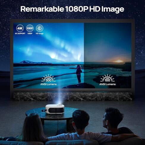 Mini Projector with WiFi and Bluetooth, 1080P/4K Supported Movie Projector with 5G WiFi 6, USB-C Fast Charging | Portable Projector for Bedroom, Small Projector Wide Compatible - Navy Blue in Saudi Arabia