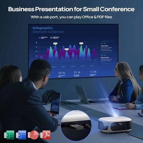 Mini Projector with WiFi and Bluetooth, 1080P/4K Supported Movie Projector with 5G WiFi 6, USB-C Fast Charging | Portable Projector for Bedroom, Small Projector Wide Compatible - Navy Blue in Saudi Arabia