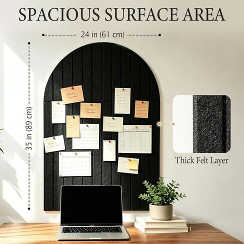 Large Arched Felt Bulletin Board for Wall, 35" x 24" Felt Cork Board Alternative with 6 Adhesive Felt Wall Tiles & Pins, Decorative Pin Board for Photos, Notes, Office, Bedroom Wall Decor in Kuwait