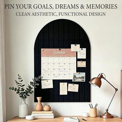 Large Arched Felt Bulletin Board for Wall, 35" x 24" Felt Cork Board Alternative with 6 Adhesive Felt Wall Tiles & Pins, Decorative Pin Board for Photos, Notes, Office, Bedroom Wall Decor in Kuwait