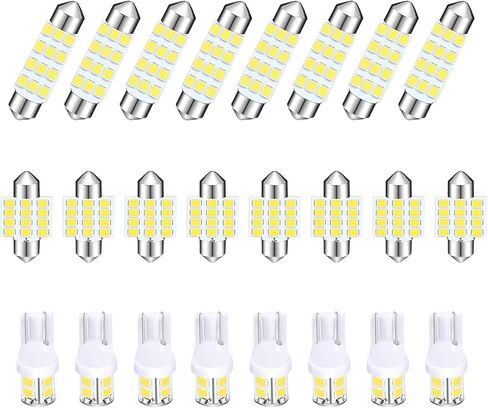 24PCS Car LED Bulb, Interior LED Lights Kit, Auto Combination Bulb Kit, Bulbs Interior Replacement Accessories, for Map Indoor Dome Trunk License Light (White) in Saudi Arabia