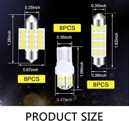 24PCS Car LED Bulb, Interior LED Lights Kit, Auto Combination Bulb Kit, Bulbs Interior Replacement Accessories, for Map Indoor Dome Trunk License Light (White) in Saudi Arabia
