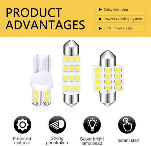 24PCS Car LED Bulb, Interior LED Lights Kit, Auto Combination Bulb Kit, Bulbs Interior Replacement Accessories, for Map Indoor Dome Trunk License Light (White) in Saudi Arabia