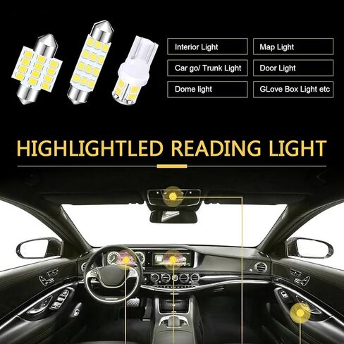 24PCS Car LED Bulb, Interior LED Lights Kit, Auto Combination Bulb Kit, Bulbs Interior Replacement Accessories, for Map Indoor Dome Trunk License Light (White) in Saudi Arabia