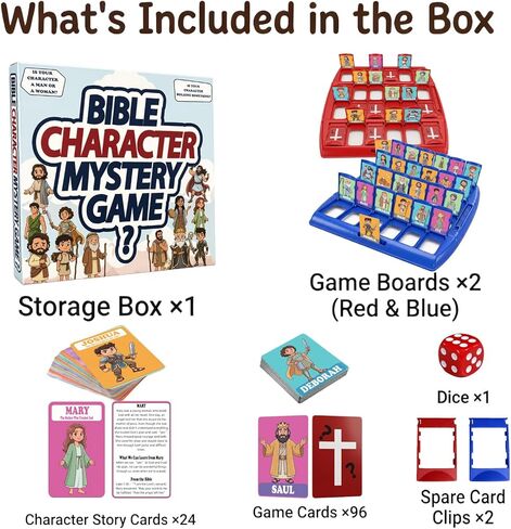 Bible Character Mystery Game,Guessing Bible Who I Am Board Games for Kids & Families, 2 Players Logic Deduction Christian Games with 24 Holy Bible Characters Catholic Gifts in Saudi Arabia