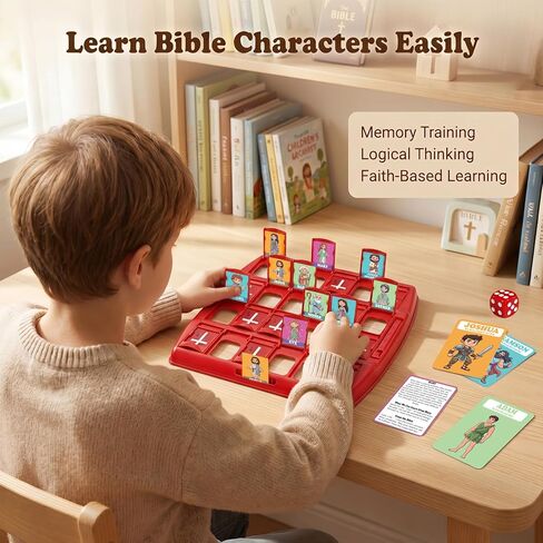 Bible Character Mystery Game,Guessing Bible Who I Am Board Games for Kids & Families, 2 Players Logic Deduction Christian Games with 24 Holy Bible Characters Catholic Gifts in Saudi Arabia