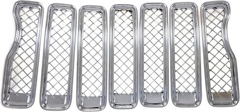 Trim Illusion Chrome Patented Front Grille Overlay for 2018-2023 Jeep Wrangler JL | Easy No-Tool Install | Triple Chrome Plated Finish | US Patented in Saudi Arabia