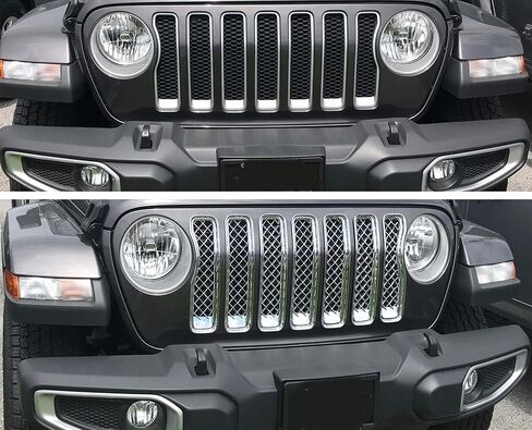 Trim Illusion Chrome Patented Front Grille Overlay for 2018-2023 Jeep Wrangler JL | Easy No-Tool Install | Triple Chrome Plated Finish | US Patented in Saudi Arabia