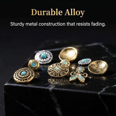 50Pcs Western Nail Charms Turquoise Bangle Metal Jewelry Charm for Nails Tiny Bulk Colorful Rock Retro Bohemia Alloy Totem 3D Marble Gems Manicure DIY Accessories in Saudi Arabia