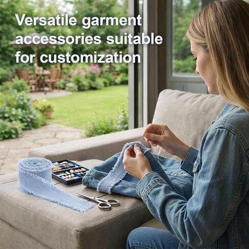 5Pcs 9Yards Denim Ribbon, Fabric Trims and Embellishments, Denim Fabric by the Yard, Denim Party Decorations in Saudi Arabia