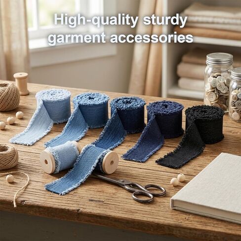 5Pcs 9Yards Denim Ribbon, Fabric Trims and Embellishments, Denim Fabric by the Yard, Denim Party Decorations in Saudi Arabia