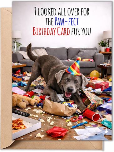 Funny Birthday Card for Men, Husband, Him, Dad, Mom, Her, Women, Wife – Paw-fect Dog Birthday Card, Cute & Humorous 5x7 Folded Card with Envelope - Gift for 16th, 18th, 20th, 21st, 25th, 30th, 35th, 40th, 45th, 50th, 55th, 60th, 65th, 70th, 80th, 90th in Saudi Arabia