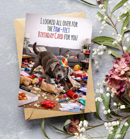 Funny Birthday Card for Men, Husband, Him, Dad, Mom, Her, Women, Wife – Paw-fect Dog Birthday Card, Cute & Humorous 5x7 Folded Card with Envelope - Gift for 16th, 18th, 20th, 21st, 25th, 30th, 35th, 40th, 45th, 50th, 55th, 60th, 65th, 70th, 80th, 90th in Saudi Arabia