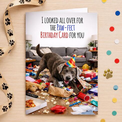 Funny Birthday Card for Men, Husband, Him, Dad, Mom, Her, Women, Wife – Paw-fect Dog Birthday Card, Cute & Humorous 5x7 Folded Card with Envelope - Gift for 16th, 18th, 20th, 21st, 25th, 30th, 35th, 40th, 45th, 50th, 55th, 60th, 65th, 70th, 80th, 90th in Saudi Arabia