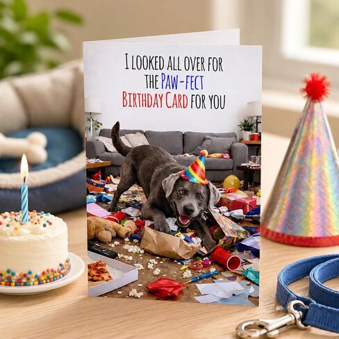 Funny Birthday Card for Men, Husband, Him, Dad, Mom, Her, Women, Wife – Paw-fect Dog Birthday Card, Cute & Humorous 5x7 Folded Card with Envelope - Gift for 16th, 18th, 20th, 21st, 25th, 30th, 35th, 40th, 45th, 50th, 55th, 60th, 65th, 70th, 80th, 90th in Saudi Arabia