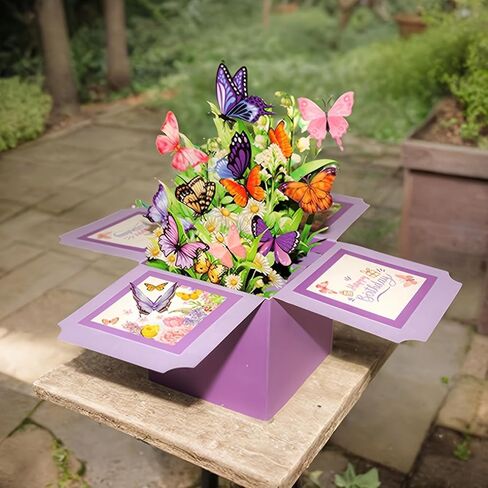 3D Butterfly Pop-Up Card - Laser-Cut Mother's Day Birthday Greeting Card with Envelope, Handmade Thank You Gift for Women, Wife, Daughter & Sister in Kuwait