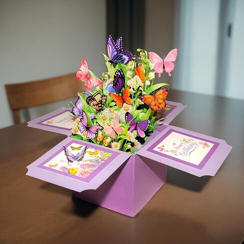 3D Butterfly Pop-Up Card - Laser-Cut Mother's Day Birthday Greeting Card with Envelope, Handmade Thank You Gift for Women, Wife, Daughter & Sister in Kuwait
