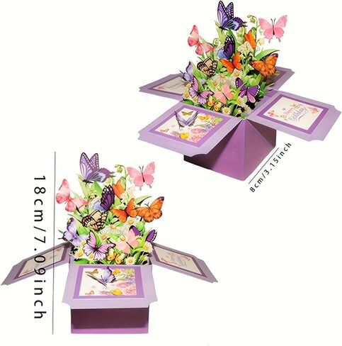 3D Butterfly Pop-Up Card - Laser-Cut Mother's Day Birthday Greeting Card with Envelope, Handmade Thank You Gift for Women, Wife, Daughter & Sister in Kuwait
