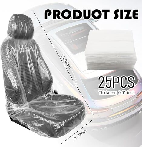 25PCS Disposable Car Seat Covers,Transparent Plastic Seat Covers for Cars Provide Dust & Water Protection,Portable Disposable Seats Cover for Cars Interior Accessories in Kuwait