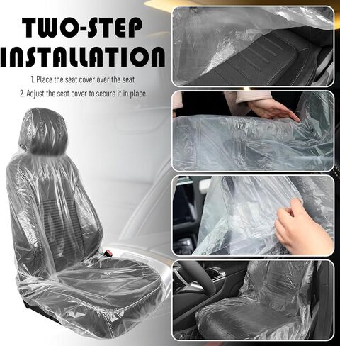25PCS Disposable Car Seat Covers,Transparent Plastic Seat Covers for Cars Provide Dust & Water Protection,Portable Disposable Seats Cover for Cars Interior Accessories in Kuwait