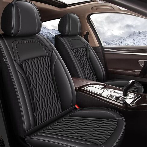 غطاء مقعد السيارة من AOMSAZTO مناسب لسيارة Jeep Renegade 2015 2016 2017 2018 2019 2020 2021 2022 2023 2024 2025 واقي وسادة مقعد السيارة المقاوم للماء من الجلد مجموعة كاملة باللون الأسود in Kuwait
