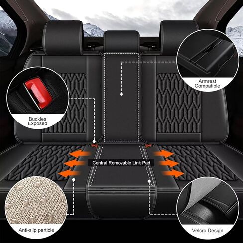 غطاء مقعد السيارة من AOMSAZTO مناسب لسيارة Jeep Renegade 2015 2016 2017 2018 2019 2020 2021 2022 2023 2024 2025 واقي وسادة مقعد السيارة المقاوم للماء من الجلد مجموعة كاملة باللون الأسود in Kuwait