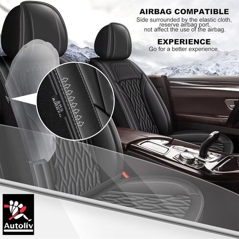 غطاء مقعد السيارة من AOMSAZTO مناسب لسيارة Jeep Renegade 2015 2016 2017 2018 2019 2020 2021 2022 2023 2024 2025 واقي وسادة مقعد السيارة المقاوم للماء من الجلد مجموعة كاملة باللون الأسود in Kuwait