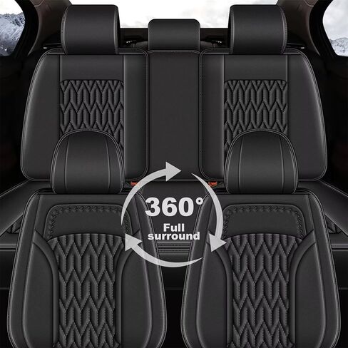 غطاء مقعد السيارة من AOMSAZTO مناسب لسيارة Jeep Renegade 2015 2016 2017 2018 2019 2020 2021 2022 2023 2024 2025 واقي وسادة مقعد السيارة المقاوم للماء من الجلد مجموعة كاملة باللون الأسود in Kuwait