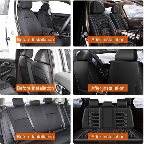 غطاء مقعد السيارة من AOMSAZTO مناسب لسيارة Jeep Renegade 2015 2016 2017 2018 2019 2020 2021 2022 2023 2024 2025 واقي وسادة مقعد السيارة المقاوم للماء من الجلد مجموعة كاملة باللون الأسود in Kuwait