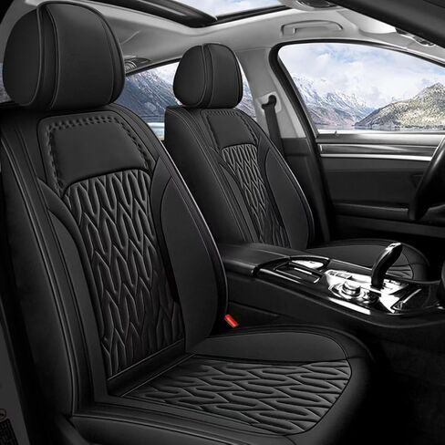 غطاء مقعد السيارة من AOMSAZTO مناسب لسيارة Jeep Renegade 2015 2016 2017 2018 2019 2020 2021 2022 2023 2024 2025 واقي وسادة مقعد السيارة المقاوم للماء من الجلد مجموعة كاملة باللون الأسود in Kuwait
