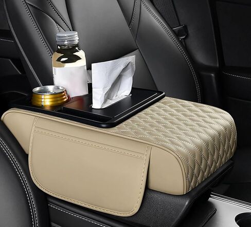 Car Armrest Box Cover Mat for Lincoln Town Car 2000-2004 2005 2006 2007 2008 2009 2010 2011, Leather Middle Console Cover Stylish Car Decoration Accessories,G Grey in Kuwait