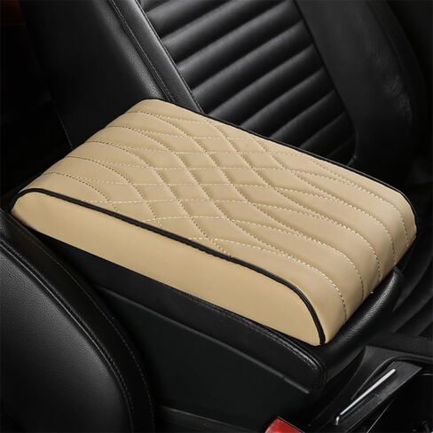 Car Center Console Armrest Mat for Audi SQ8 2019 2020 2021 2022 2023 2024 2025 Universal Armrest Seat Box Protector Cover Leather Accessories for SUV Truck Vehicle,Red in Saudi Arabia