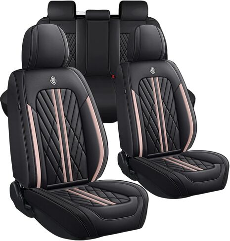 Premium Faux Leather Fully Covered Car Seat Cover Custom Fit for Mitsubishi Outlander/Outlander Sport 2011-2023 2024 Non-Slip Interior Seat Cushions Protectors (Full Set 5 Seats,Grey Line) in Saudi Arabia