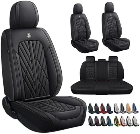 Premium Faux Leather Fully Covered Car Seat Cover Custom Fit for Mitsubishi Outlander/Outlander Sport 2011-2023 2024 Non-Slip Interior Seat Cushions Protectors (Full Set 5 Seats,Grey Line) in Saudi Arabia