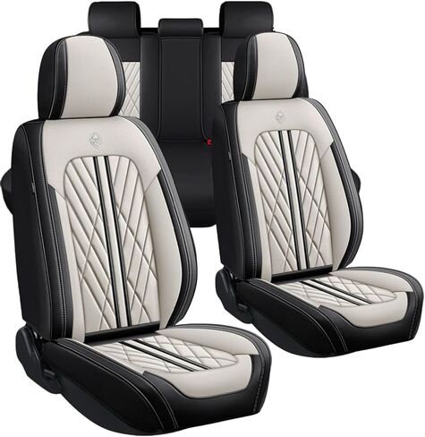 Premium Faux Leather Fully Covered Car Seat Cover Custom Fit for Mitsubishi Outlander/Outlander Sport 2011-2023 2024 Non-Slip Interior Seat Cushions Protectors (Full Set 5 Seats,Grey Line) in Saudi Arabia