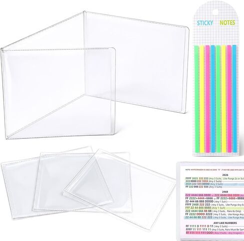 4 Pack Mahjong Card Sleeve, Fit Large Print Size(6 1/8"x4 3/4") with 160 Pcs Mahjong Line Reader Highlighter Tape, Mahjong Card Protective Cover Holder Set, Clear Plastic Sleeves for NMJL Card in Saudi Arabia