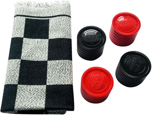 مجموعة ألعاب Yuanhe Gaint Checkers - كبيرة 3 في 1 لعبة الداما بما في ذلك تيك تاك تو مع سجادة ذات وجهين، ألعاب ساحة داخلية وخارجية للعائلة in Kuwait