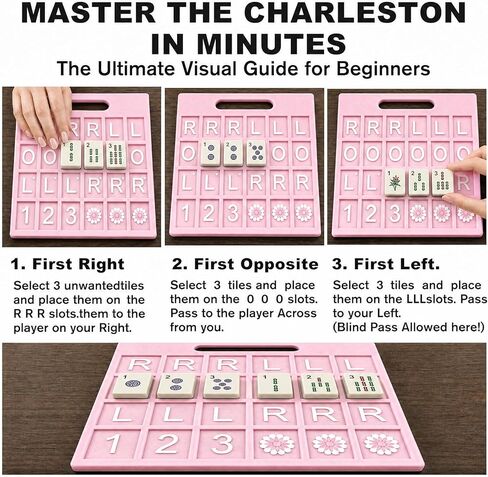 Solo Mahjong Board Pink Charleston Trainer & Passing Guide Solo Practice Cheat Sheet for Beginners NMJL Rule Tabletop Accessory in Saudi Arabia