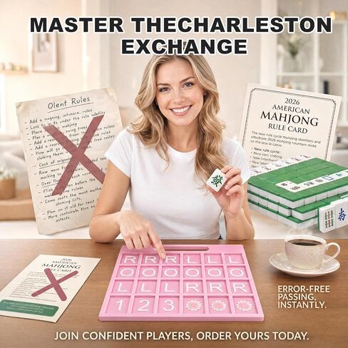 Solo Mahjong Board Pink Charleston Trainer & Passing Guide Solo Practice Cheat Sheet for Beginners NMJL Rule Tabletop Accessory in Saudi Arabia