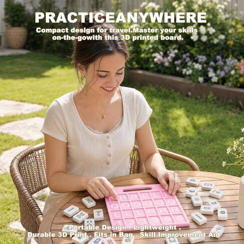 Solo Mahjong Board Pink Charleston Trainer & Passing Guide Solo Practice Cheat Sheet for Beginners NMJL Rule Tabletop Accessory in Saudi Arabia