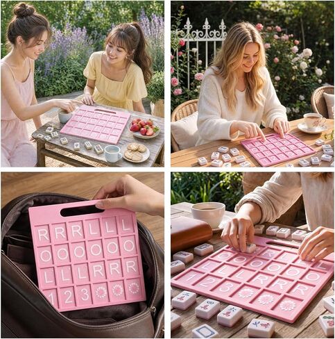 Solo Mahjong Board Pink Charleston Trainer & Passing Guide Solo Practice Cheat Sheet for Beginners NMJL Rule Tabletop Accessory in Saudi Arabia