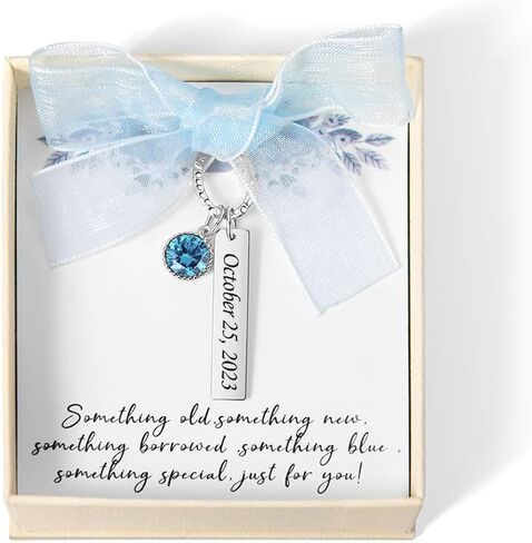 callie Personalized Wedding Bouquet Charm Blue, Engraved Bridal Flower Charm Gifts for Bride from Mom Sister Friend (with Card and Box) in Saudi Arabia