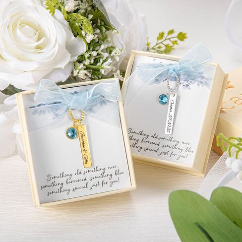 callie Personalized Wedding Bouquet Charm Blue, Engraved Bridal Flower Charm Gifts for Bride from Mom Sister Friend (with Card and Box) in Saudi Arabia