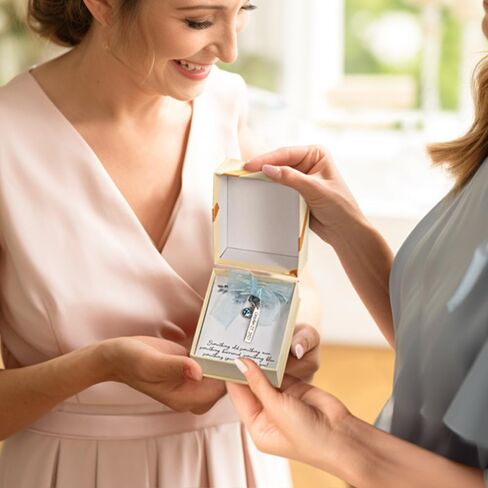 callie Personalized Wedding Bouquet Charm Blue, Engraved Bridal Flower Charm Gifts for Bride from Mom Sister Friend (with Card and Box) in Saudi Arabia
